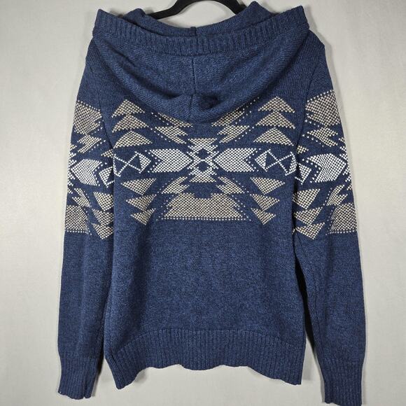 American Eagle Hooded Sweater Womens Small Blue Southwest Knit Pullover - Picture 6 of 10